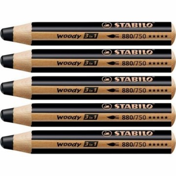 Colouring pencils Stabilo Woody Black 3-in-1 (5 Units)