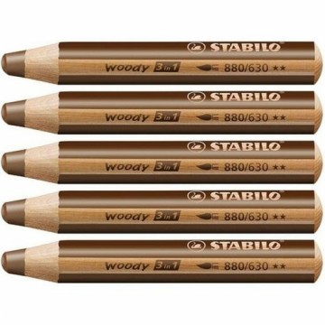 Colouring pencils Stabilo Woody Brown 3-in-1 (5 Units)