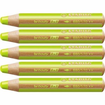 Colouring pencils Stabilo Woody Green 3-in-1 (5 Units)