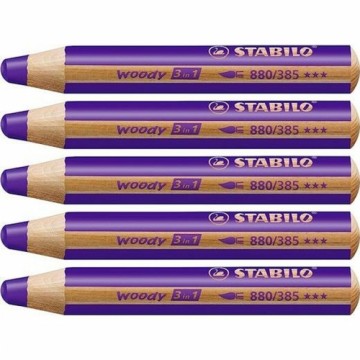 Colouring pencils Stabilo Woody Violet 3-in-1 (5 Units)