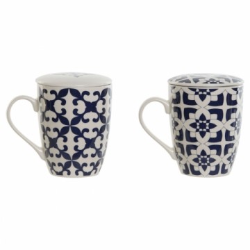 Cup with Tea Filter Home ESPRIT Blue White Mediterranean 340 ml (2 Units)