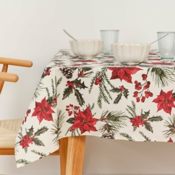 Stain-proof resined tablecloth Mauré Christmas Flowers 100 x 140 cm