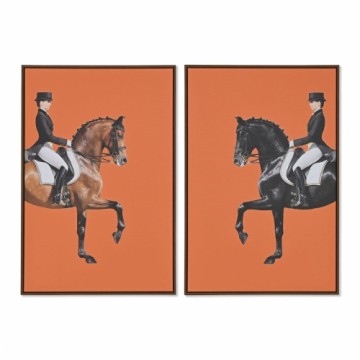 Painting Home ESPRIT Brown Orange Modern Horse 60 x 4 x 90 cm (2 Units)