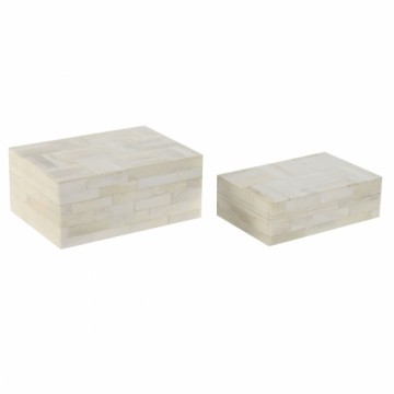 Jewelry box Home ESPRIT Bone Mango wood 18 x 13 x 7,7 cm (2 Pieces)