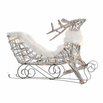 Christmas bauble DKD Home Decor Reindeer and sleigh White wicker Reindeer 75 x 20 x 53 cm