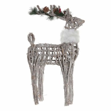 Christmas bauble DKD Home Decor Reindeer White wicker 33 x 14 x 60 cm (3 Units)