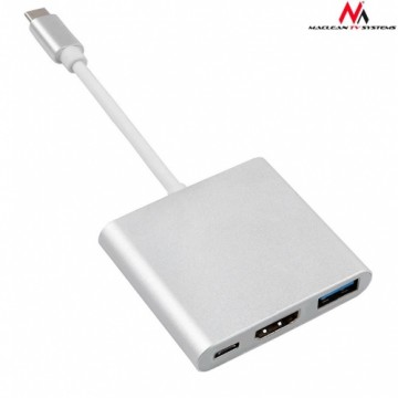 Maclean MCTV-840 Adapter USB-C - HDMI | USB 3.0 | USB-C metal housing 4K OTG