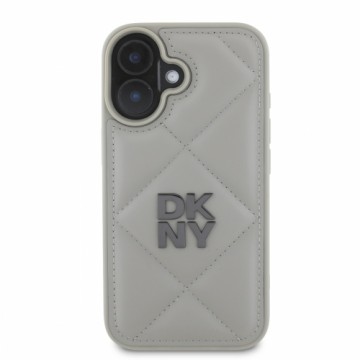 DKNY PU Leather Quilted Stack Logo Case for iPhone 16 Grey