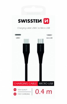 Swissten Basic Universāls Quick Charge 3.1 USB-C uz Micro USB Uzlādes Kabelis 0.4m