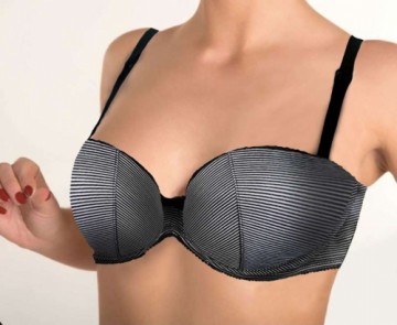 La Bebe™ Lingerie Eco Cotton Art.119750 Gray Stripes  grūtnieču/barošanas krūšturis ar stingru atpogājamu bļodiņu un stabilu krūšu atbalstu