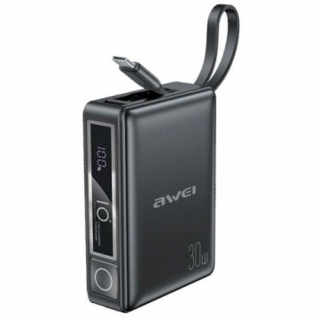 AWEI PowerBank z wbudowanym kablem P87K 10000mAh czarny|black 30W