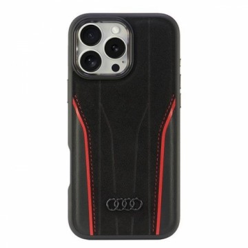 Audi Genuine Leather MagSafe iPhone 16 Pro Max 6.9" czarno-czerwony|black-red hardcase AU-TPUPCMIP16PM-R8|D3-RD