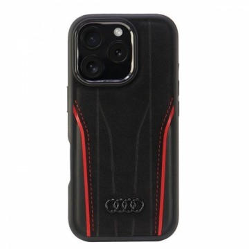 Audi Genuine Leather MagSafe iPhone 16 Pro 6.3" czarno-czerwony|black-red hardcase AU-TPUPCMIP16P-R8|D3-RD