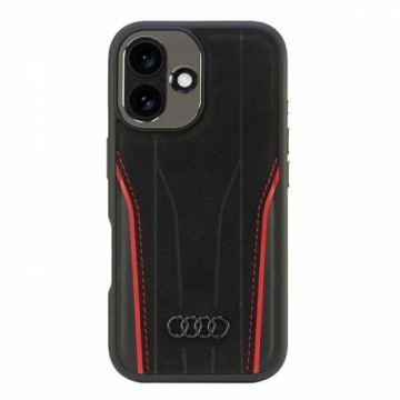 Audi Genuine Leather MagSafe iPhone 16 6.1" czarno-czerwony|black-red hardcase AU-TPUPCMIP16-R8|D3-RD