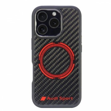 Audi Carbon Fiber Sport Red Circle MagSafe iPhone 16 Pro 6.3" czarny|black hardcase AUS-TPUPCMIP16P-RSQ|D5-BK