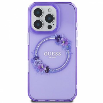 Guess GUHMP16SHFWFCU iPhone 16 6.1" fioletowy|purple hardcase IML Flowers Wreath MagSafe