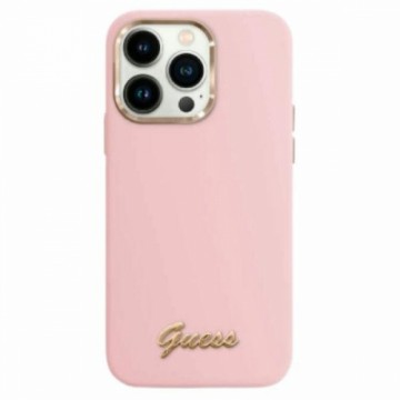 Guess GUHCP16XSMBSLP iPhone 16 Pro Max 6.9" różowy|pink hardcase Silicone Script Metal Logo & Frame