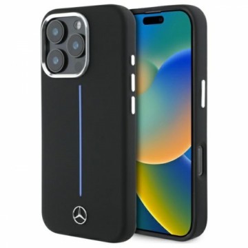 Mercedes MEHMP16L23SUMBK iPhone 16 Pro 6.3" czarny|black hardcase Silicone Blue Stripe MagSafe