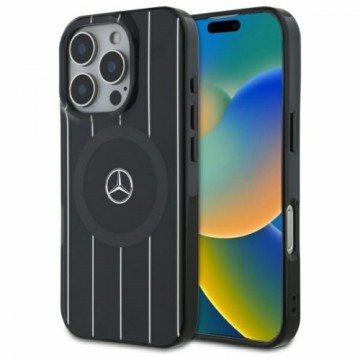 Mercedes MEHMP16L23HRSK iPhone 16 Pro  6.3" czarny|black hardcase MB Double Layer Crossed Lines MagSafe