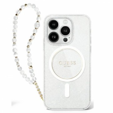 Guess GUHMP16XHGCRELST iPhone 16 Pro Max 6.9" przeźroczysty|transparent hardcase IML Glitter With Pearl Strap MagSafe