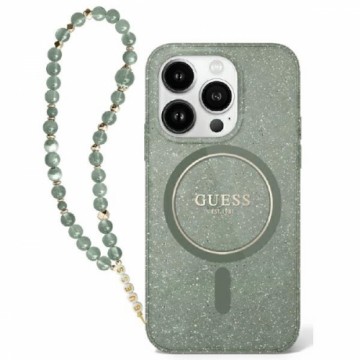 Guess GUHMP16XHGCRELSA iPhone 16 Pro Max 6.9" zielony|green hardcase hardcase IML Glitter With Pearl Strap MagSafe