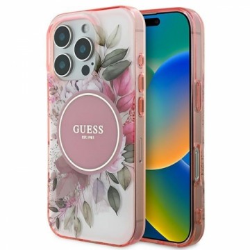 Guess GUHMP16XHFWBDCEP iPhone 16 Pro Max 6.9" różowy|pink hardcase IML Flower & Tonal Circle MagSafe