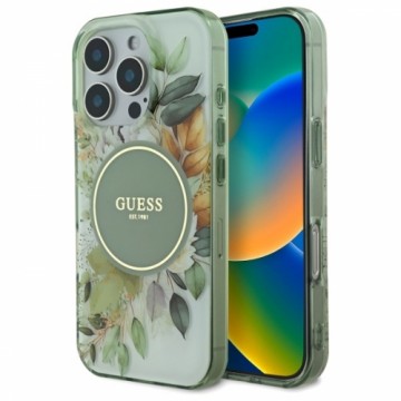 Guess GUHMP16XHFWBDCEN iPhone 16 Pro Max 6.9" zielony|green hardcase IML Flower & Tonal Circle MagSafe