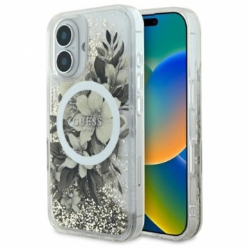 Guess GUHMP16SLFMWTE iPhone 16 6.1" beżowy|beige hardcase Liquid Glitter Flower MagSafe