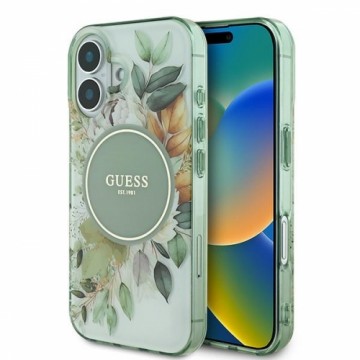 Guess GUHMP16SHFWBDCEN iPhone 16 6.1" zielony|green hardcase IML Flower & Tonal Circle MagSafe