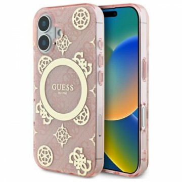 Guess GUHMP16SH4PYEEP iPhone 16 6.1" różowy|pink hardcase IML Peony On 4G Background MagSafe