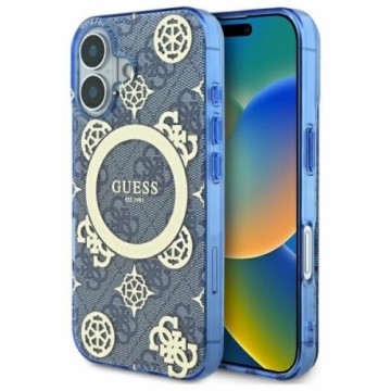 Guess GUHMP16SH4PYEEB iPhone 16 6.1" niebieski|blue hardcase IML Peony On 4G Background MagSafe