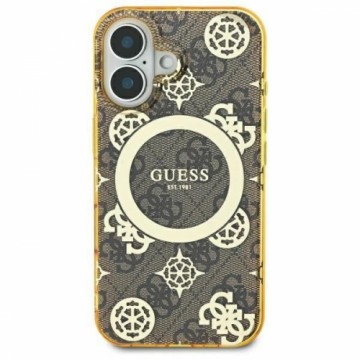 Guess GUHMP16LH4PYEEW iPhone 16 Pro 6.3" brązowy|brown hardcase IML Peony On 4G Background MagSafe