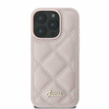 Guess GUHCP16SPSQSQSP iPhone 16 6.1" różówy|pink hardcase Quiled Metal Logo