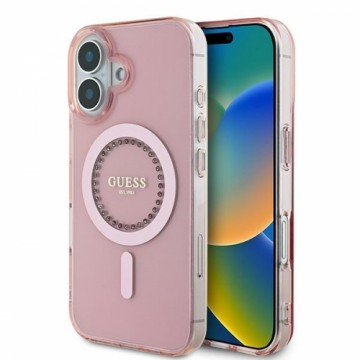 Guess GUHMP16MPFTDTEP iPhone 16 Plus 6.7" różowy|pink hardcase IML Rhinestones MagSafe