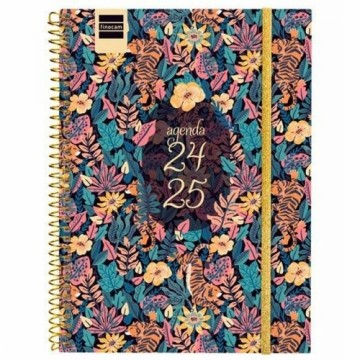 Diary Finocam TIGER Multicolour Quarto 15,5 x 21,2 cm 2024-2025 Floral