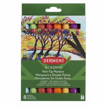 Set of Felt Tip Pens DERWENT Academy Multicolour Double-ended 8 Pieces