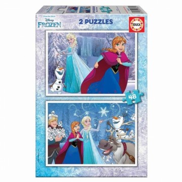 Puzle un domino komplekts Educa Frozen 28 x 20 cm 48 Daudzums (2 gb.) (2 x 48 pcs)