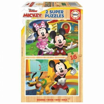 Puzle un domino komplekts Educa Mickey & Minnie ( 2 x 16 pcs)