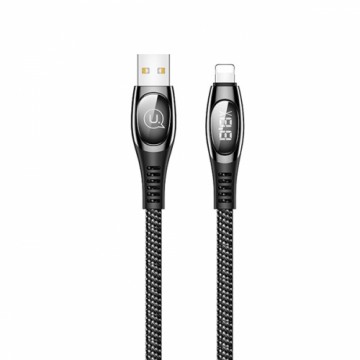 USAMS Kabel pleciony U36 lightning 1,2m 2A Fast Charging LED czarny|black SJ368USB01 (US-SJ368)