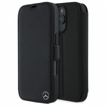 Mercedes MEBKP16X23RBGVK iPhone 16 Pro    Max 6.9" czarny|black bookcase Leather Wood Imitation