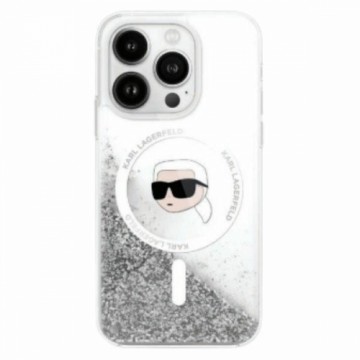 Karl Lagerfeld KLHMP16SLGKISGH iPhone 16  6.1" hardcase transparent Liquid Glitter Karl Head Magsafe