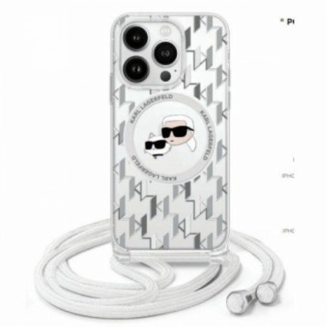 Karl Lagerfeld KLHMP16LHCKCKLCT iPhone    16 Pro 6.3" transparent hardcase IML Crossbody Monogram Karl & Choupette Head MagSafe