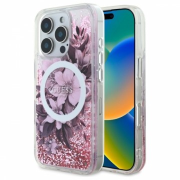 Guess GUHMP16XLFMWTP iPhone 16 Pro Max    6.9" różowy|pink hardcase Liquid Glitter Flower MagSafe