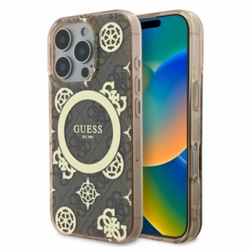 Guess GUHMP16XH4PYEEW iPhone 16 Pro Max   6.9" brązowy|brown hardcase IML Peony On 4G Background MagSafe