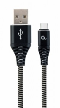 Gembird USB Male - USB Type C Male Premium cotton braided 1m Black