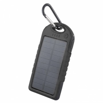 Forever STB-200 Solar Power Bank 5000 mAh Universāla Ārējas uzlādes baterija 5V 1A + 1A + Micro USB Kabelis Melns