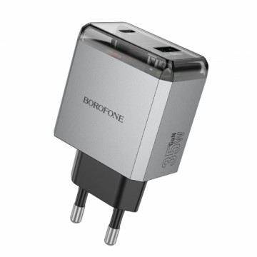 Borofone Wall charger BN20 Lena - USB + Type C - PD 35W grey