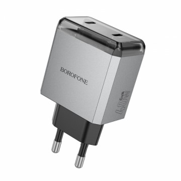 Borofone Wall charger BN21 Lena - 2xType C - PD 40W grey