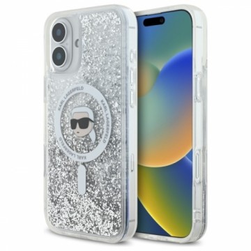 Karl Lagerfeld KLHMP16MLGKISGH iPhone 16  Plus 6.7" hardcase transparent Liquid Glitter Karl Head Magsafe