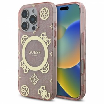 Guess GUHMP16XH4PYEEP iPhone 16 Pro Max   6.9" różowy|pink hardcase IML Peony On 4G Background MagSafe